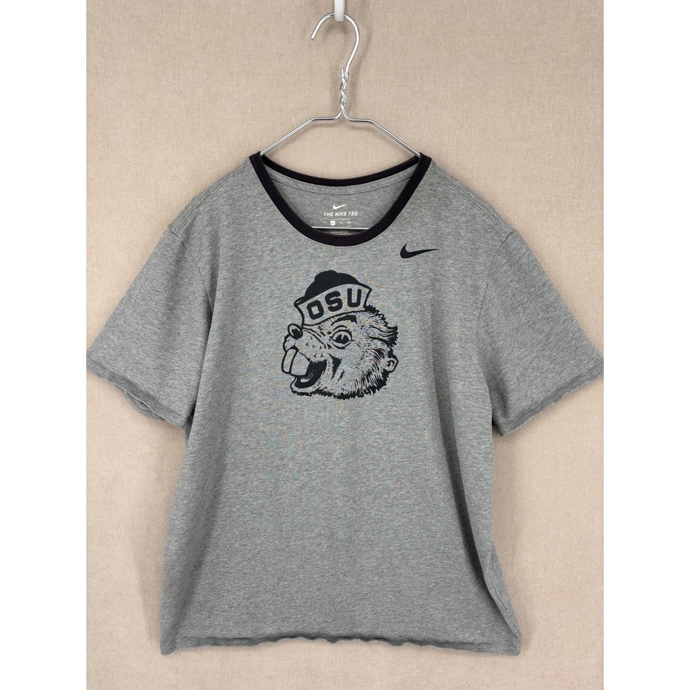 Nike Shirt Mens XXL Gray OSU Beavers Athletic Cut Heavyweight Cotton Tee Oregon